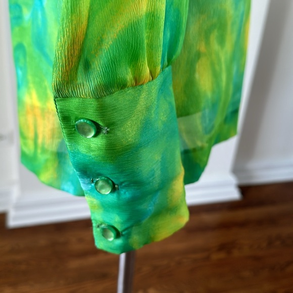 Vintage Elite green psychedelic print blouse - Picture 4 of 9